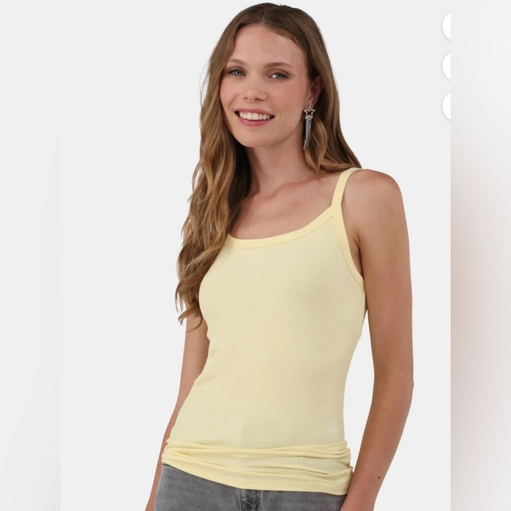 Two Ribbed Juniors Tank Tops One Yellow and one Pink